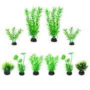 AQUANEAT Fish Tank Decorations, Green Aquarium Plants Plastic, 10pcs Fish Tank Plants