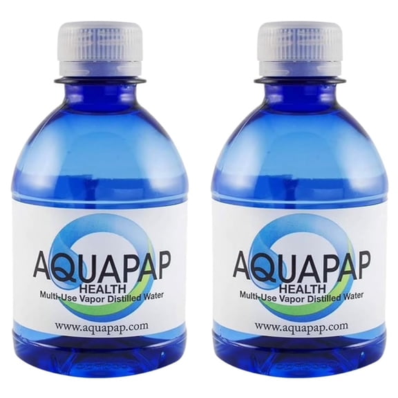 AQUAPAP 8 Ounce 2 Pack Vapor Distilled CPAP Water | for use with Resmed & Respironics Machines