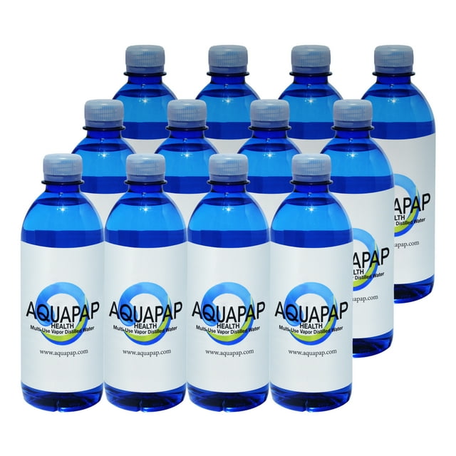 AQUAPAP Distilled Water 16.9 Ounce 12 Pack for CPAP and Health 23 Nights per Bottle for use