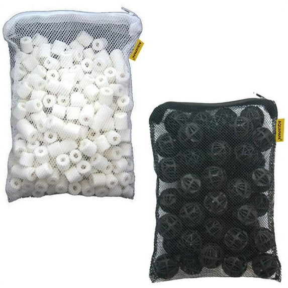 AQUAPAPA Filter Media Kit 50 1" Bio Sponge Ball + 1 lb Ceramic Rings for Aquarium Fish Tank Pond Canister Filter
