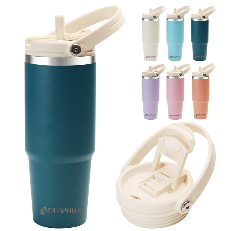 AQUAPHILE 30 oz Insulated Water Bottle, Stainless Steel Travel