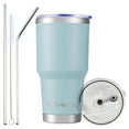 thumbnail image 1 of AQUAPHILE 30 oz Tumbler with Lid and Straw, Stainless Steel Vacuum Insulated Water Coffee Tumbler Cup, Double Wall Powder Coated Spill-Proof Travel Mug Thermal Cup,Light Blue, 1 of 5