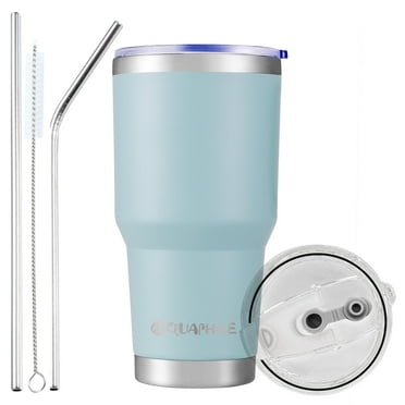 AQUAPHILE 30 oz Tumbler with Lid and Straw, Stainless Steel Vacuum Insulated Water Coffee Tumbler Cup, Double Wall Powder Coated Spill-Proof Travel Mug Thermal Cup,Light Blue