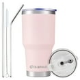 thumbnail image 1 of AQUAPHILE 30 oz Tumbler with Lid and Straw, Stainless Steel Vacuum Insulated Water Coffee Tumbler Cup, Double Wall Powder Coated Spill-Proof Travel Mug Thermal Cup,Pink, 1 of 5
