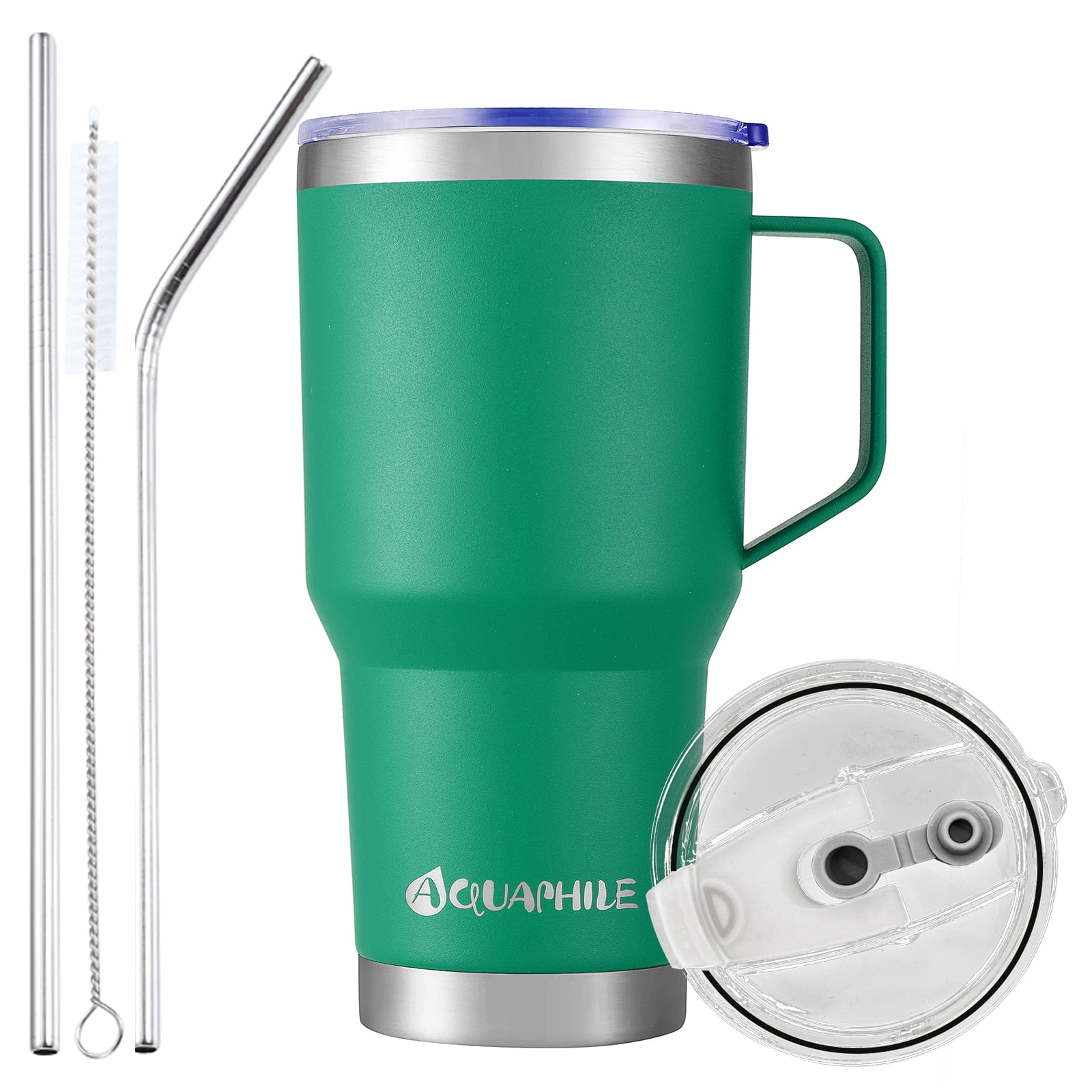AQUAPHILE 30oz Stainless Steel Insulated Coffee Mug with Handle, Double  Walled Vacuum Travel Cup with Lid & Straw, Reusable Thermal Coffee Cup, ...