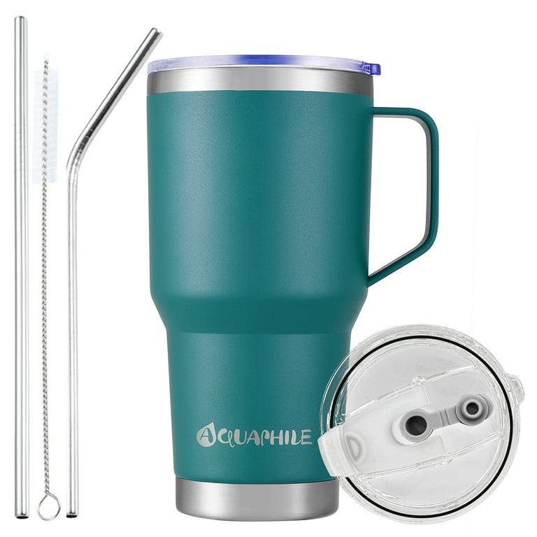 AQUAPHILE 30oz Stainless Steel Insulated Coffee Mug with Handle, Double  Walled Vacuum Travel Cup with Lid & Straw, Reusable Thermal Coffee Cup