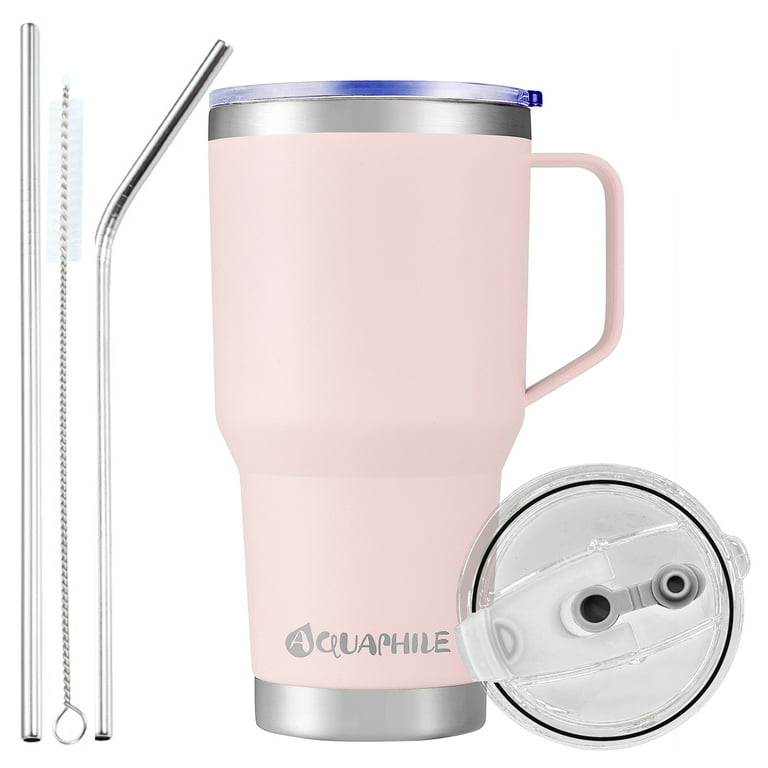 20 oz Tumbler Mug with Lid and Straw, Insulated Travel Coffee Mug with  Handle, Double Wall Stainless Steel Vacuum Coffee Tumbler, Thermal Coffee  Cup