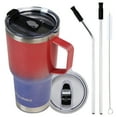 thumbnail image 1 of AQUAPHILE 30oz Tumbler with Handle, Double Walled Insulated Coffee Cup with Leak-proof Lid and Straw, Stainless Steel Travel Mug for Hot or Cold Drinks(Red/Blue), 1 of 5