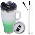 thumbnail image 1 of AQUAPHILE 40oz Tumbler with Handle, Double Walled Insulated Coffee Cup with Leak-proof Lid and Straw, Stainless Steel Travel Mug for Hot or Cold Drinks(Green/Blue), 1 of 5