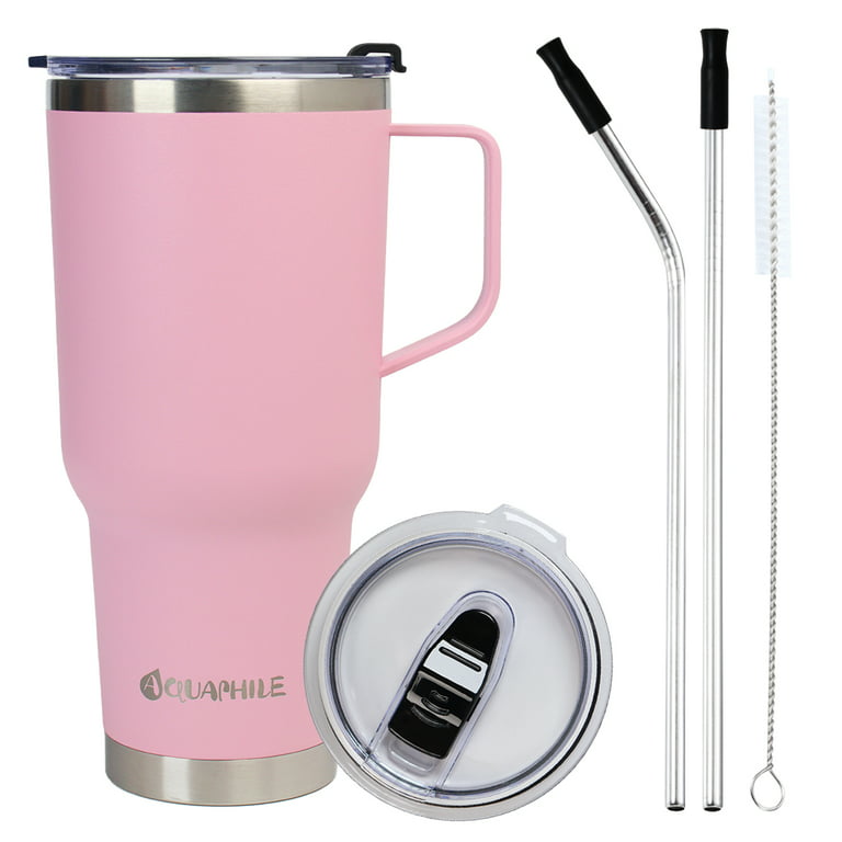30 Oz Tumbler With Handle and Flip Top Straw Stylish Colors: Light Pink,  Lavender, Dark Pink, Teal Blue, and White ready to Ship 