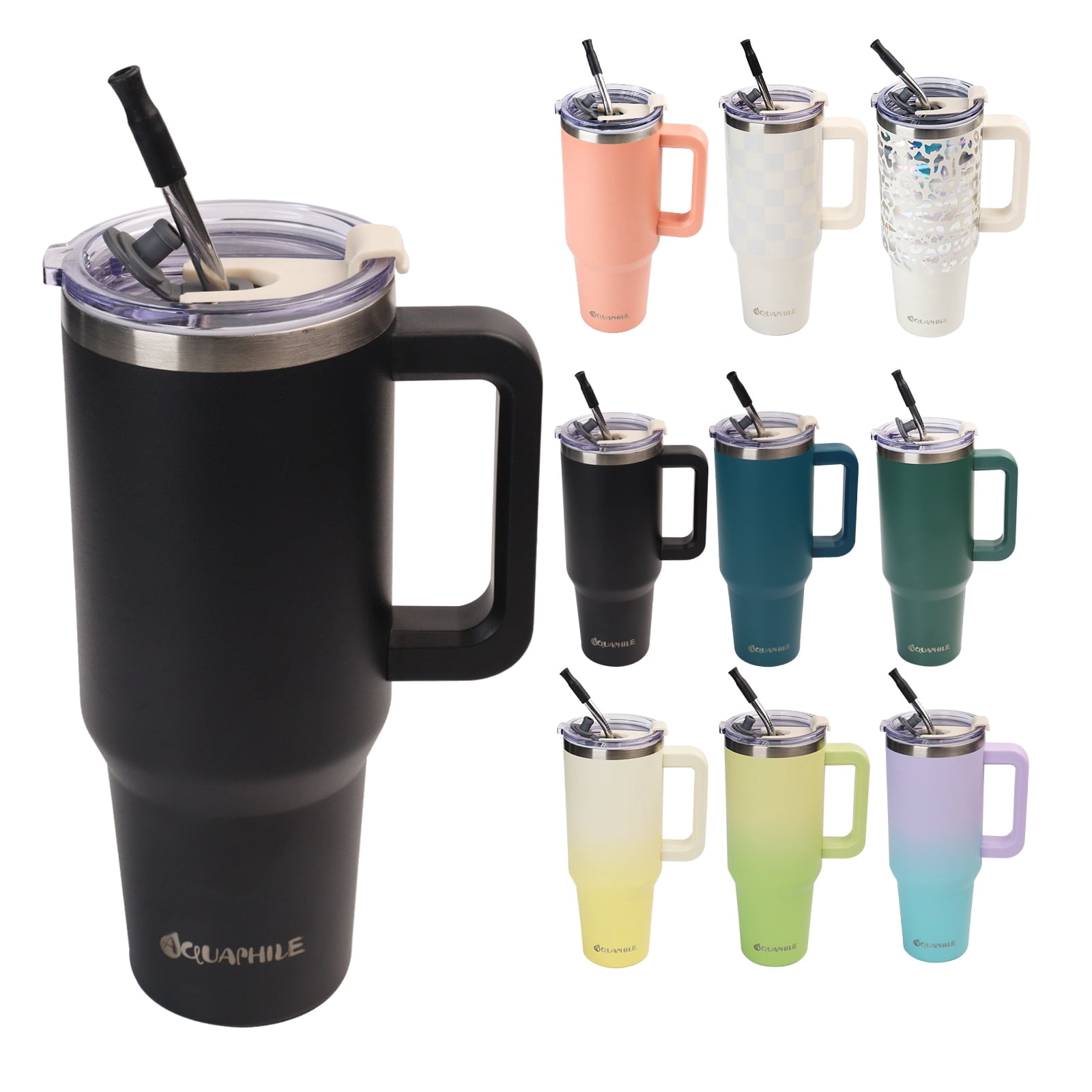 AQUAPHILE 30 oz Insulated Stainless Steel Tumbler, Durable Lid