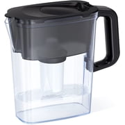 AQUAPHOR Compact 5-Cup Water Filter Pitcher - Black with 1 x B15 Filter - Fits in the Fridge Door - Reduces Limescale and Chlorine - Ideal for Five Cups