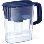 AQUAPHOR Compact 5-Cup Water Filter Pitcher   Dark Blue with 1 x B15 Filter - Fits in the Fridge Door - Reduces Limescale and Chlorine - Ideal for Five Cups