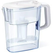 AQUAPHOR Compact 5-Cup Water Filter Pitcher - White with 1 x B15 Filter - Fits in the Fridge Door - Reduces Limescale and Chlorine - Ideal for Five Cups
