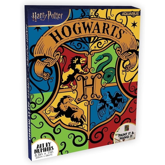 AQUARIUS Harry Potter Crests Art by Numbers Mini - 8.5 x 11 in - Harry Potter Themed Paint by Number for Adults & Kids - DIY Color by Number Paint Kit for Beginner - Officially Licensed