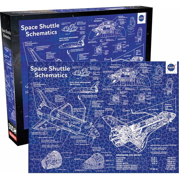 AQUARIUS NASA Space Shuttle Schematics Puzzle (500 Piece Jigsaw Puzzle) - Glare Free - Precision Fit - Virtually No Puzzle Dust - Officially Licensed NASA Collectibles-14x19 in