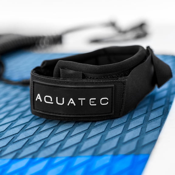 AQUATEC Paddleboard Leash  10ft Coiled SUP Leash with Secure Ankle Strap & Tangle-Free Swivel for Paddleboarding