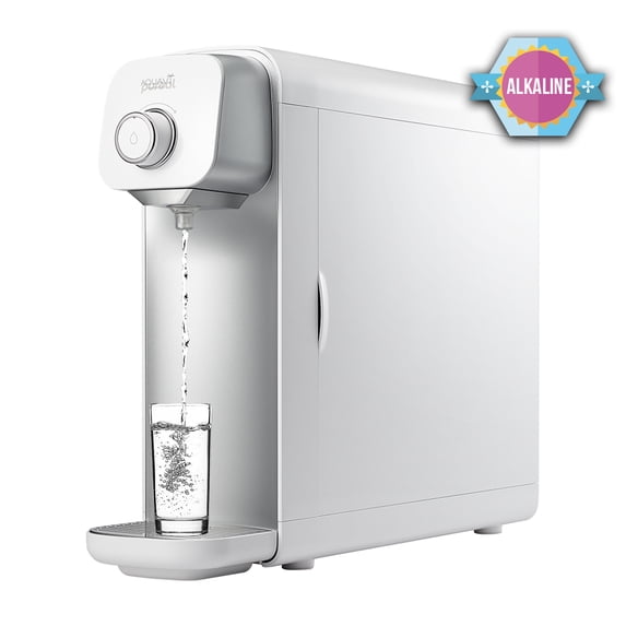 AQUAVI Alkaline Spring Countertop Water Filtration Purification System, 3 Stage Water Filter, Bottleless Water Dispenser, No Electricity Required(White)