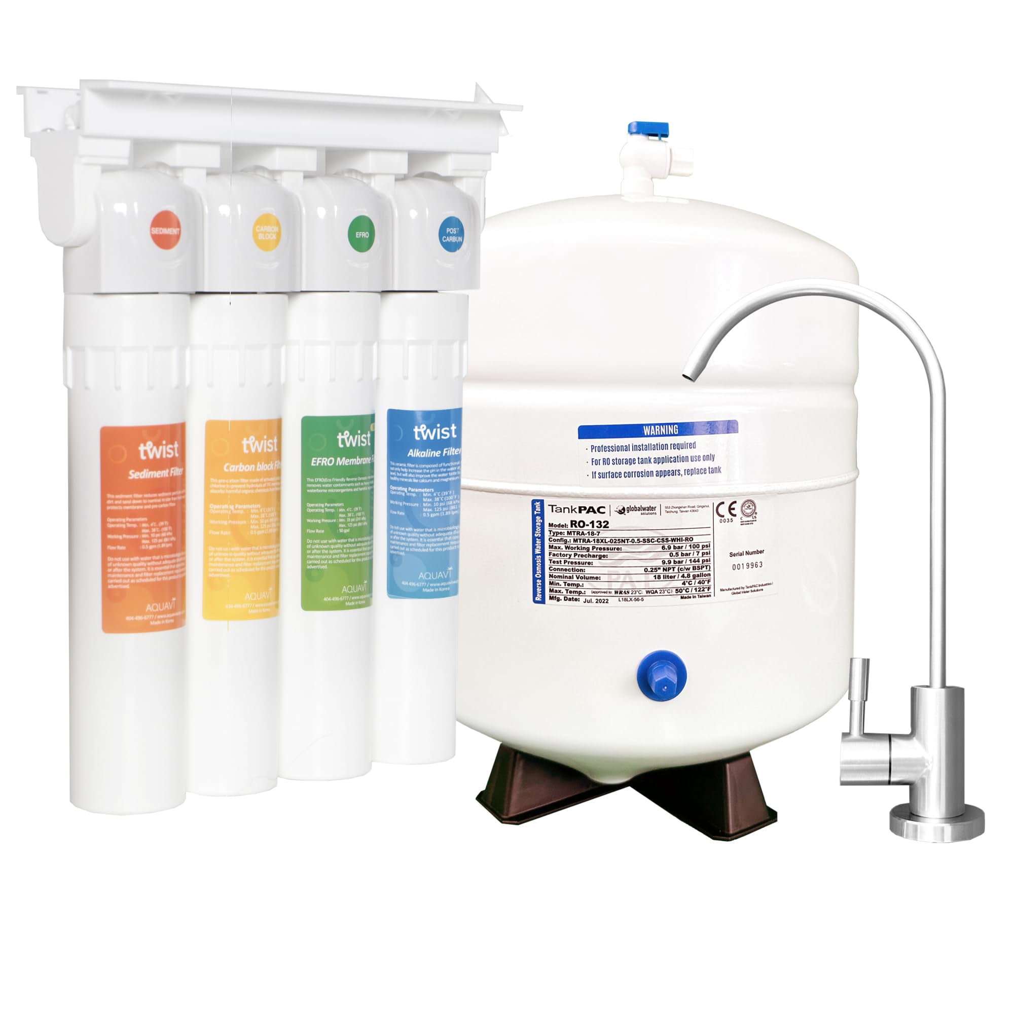 Aquavi 4-Stage White Under Sink Water Filtration System