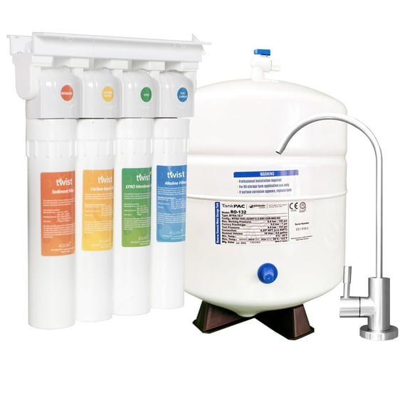 AQUAVI Twist 4-Stage Reverse Osmosis Water Filter System Under Sink Quick-Change RO Water Filter System NSF Certified Drinking Water Filter