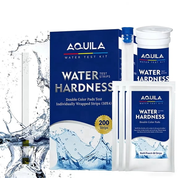 AQUILA Water Hardness Test 200 Strips Kit for Home Drinking Water Pool Spa Aquarium Water Softener Tap Well Hard Water Testing Kit