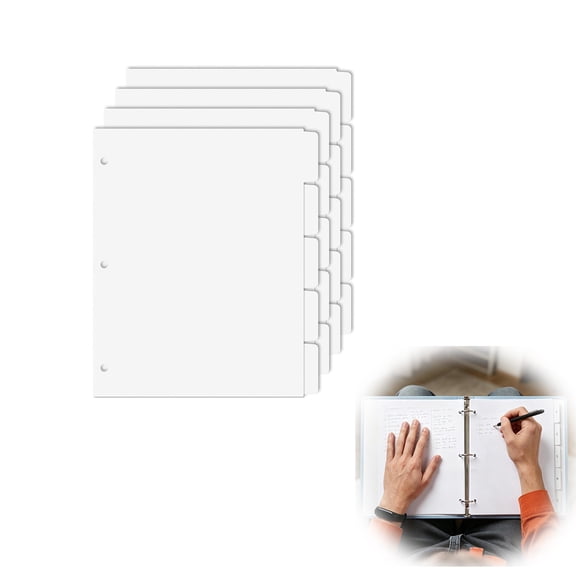 AQUNOC Binder Dividers for 3 Ring Binder, 5 Tab Letter Size 8.5 x 11 inch Blank Write, 20 pcs White Dividers with Big Tabs for School, Office, Home