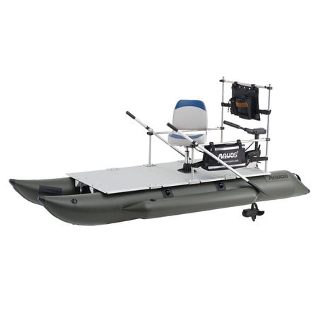 AQUOS 11.5ft Inflatable Pontoon Boat with Haswing 12V 65LBS Transom Trolling Motor