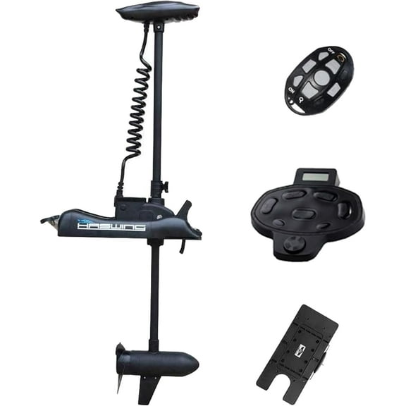 AQUOS Haswing Black 12V55LBS 48inch Bow Mount Trolling Motor with 2.4 G Remote Control, Wireless Foot Control, Quick Release Bracket for Inflatable Boat Bass Boat Fishing Freshwater/Saltwater