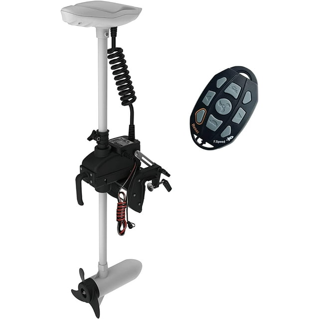 AQUOS Haswing CaymanT White 12V 55LBS 26 inch Transom Mount Trolling Motor with Wireless Remote