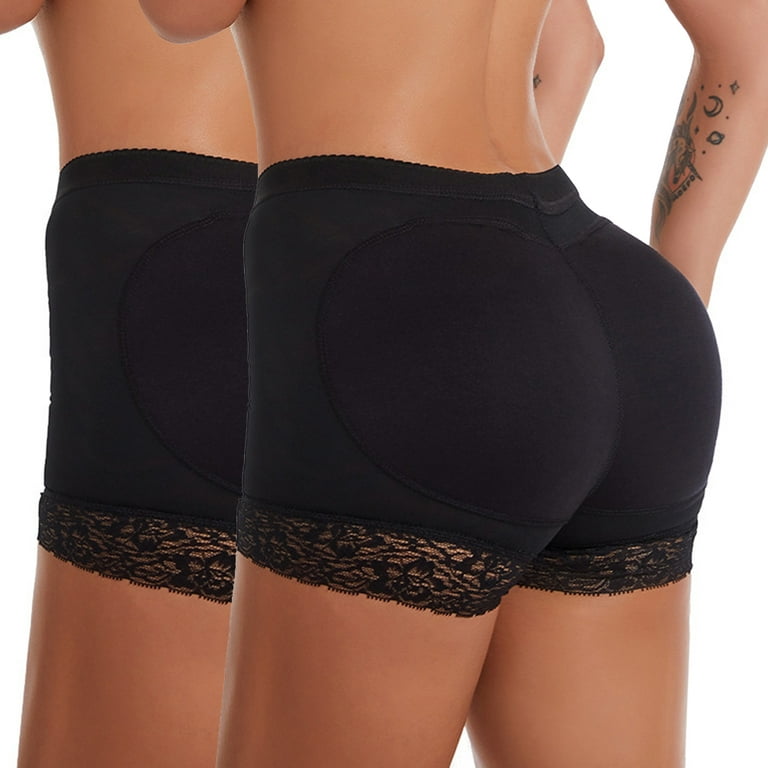 AQUTA 2 Pack Women Padded Underwear Butt Lifter Shorts High Waist Butt  Enhancer Shapewear Seamless Booty Pop Panties Lace Briefs 