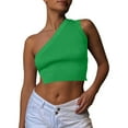 AQUTE Bandeau For Women Color Block Tank Top Summer One Shoulder T