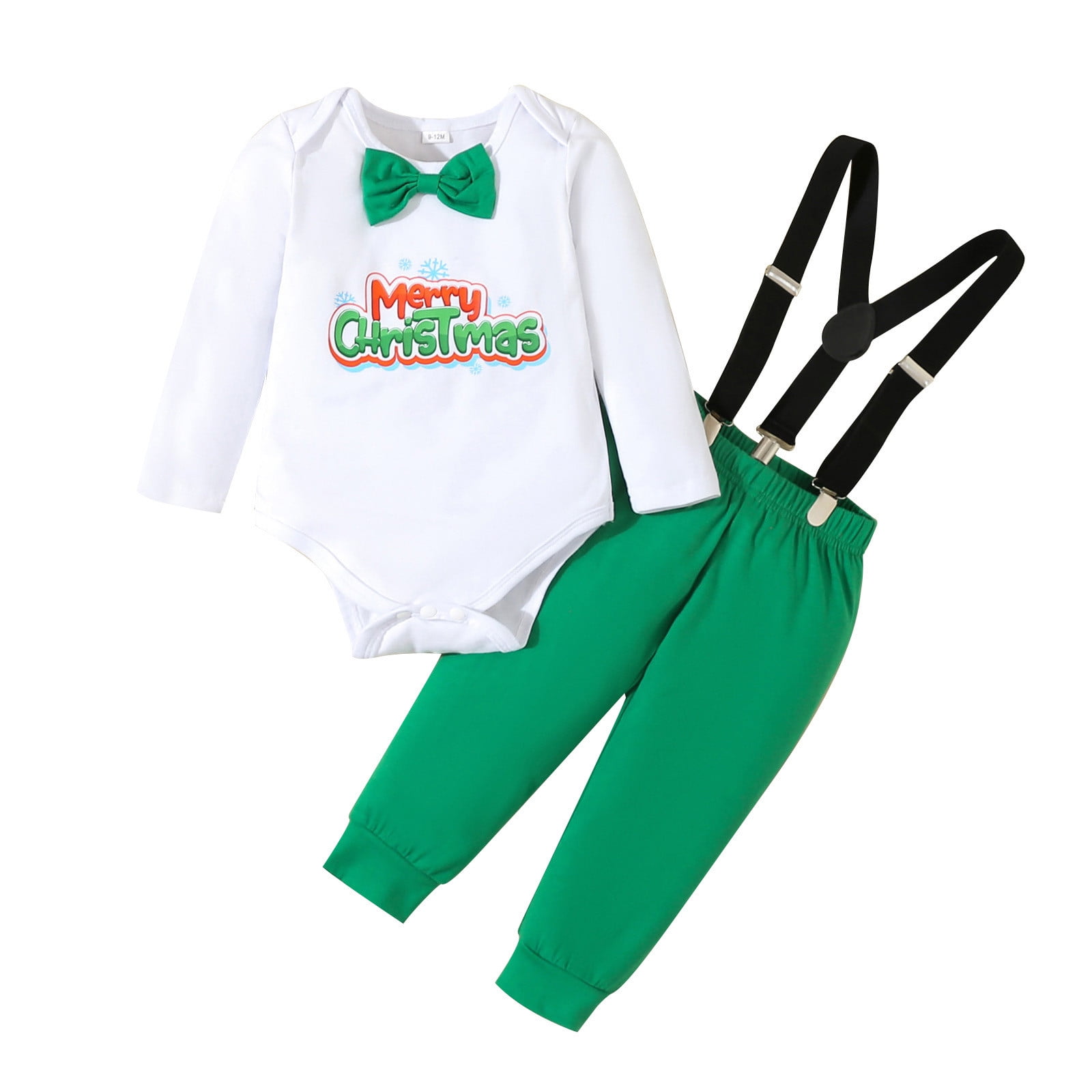 AQUTE Boys Outfit Boys Girls Christmas Long Sleeve Letter Prints Romper