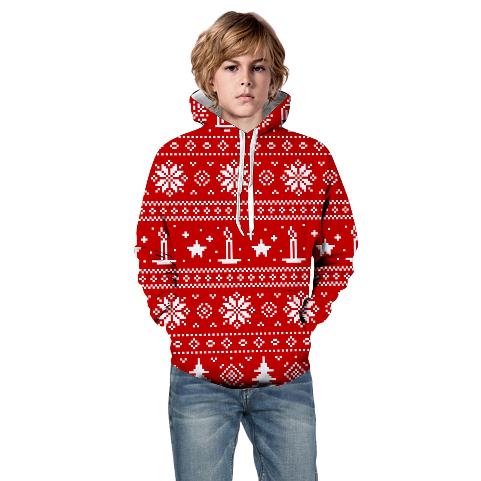 AQUTE Boys Sweatshirt Girls Kids Hooded Unisex 3D Christmas Tree