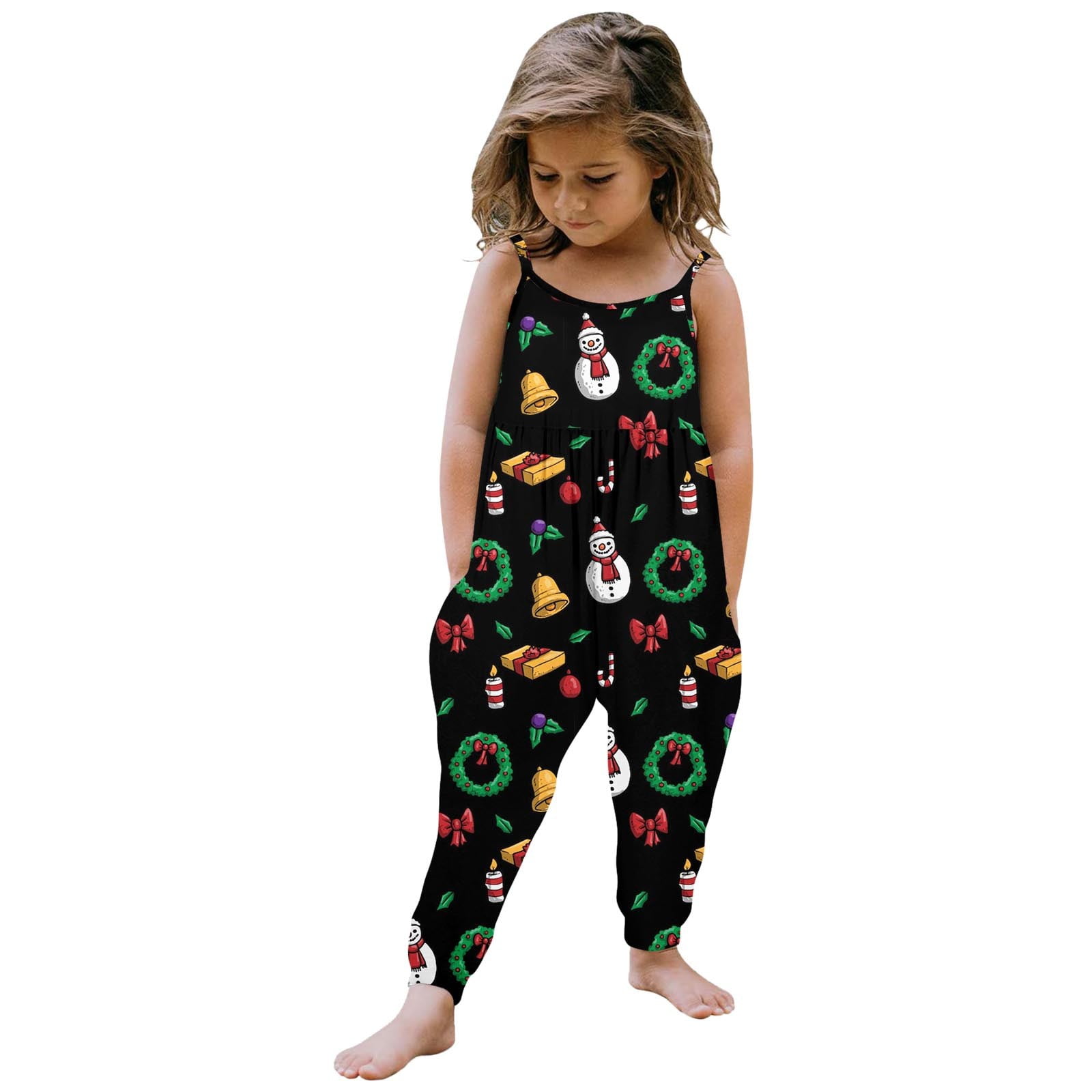 AQUTE Girls Romper Toddler Baby Girl Christmas Prints Jumpsuit