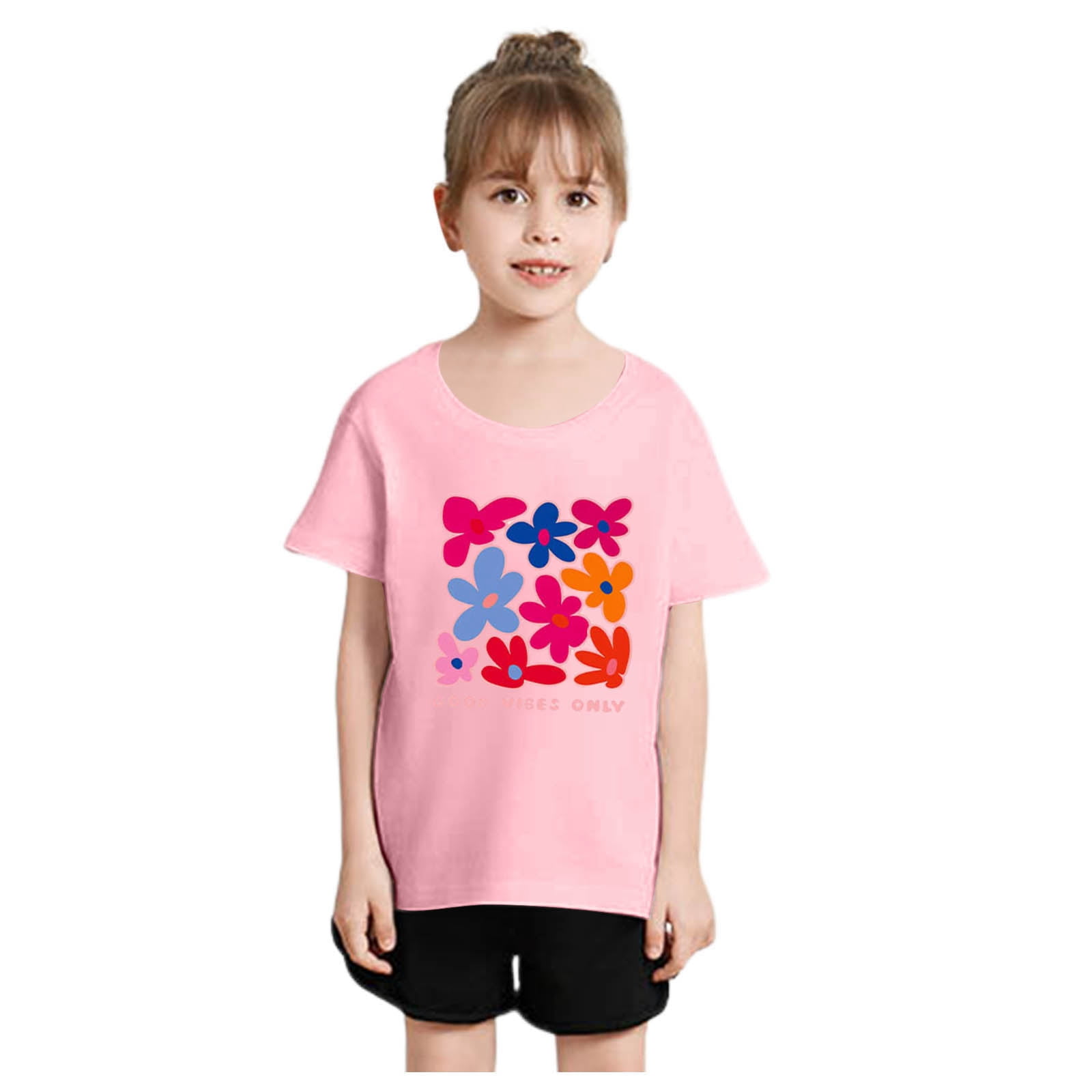 AQUTE Girls TShirts Kid Girls Cute Fashion Printed Round Neck Short