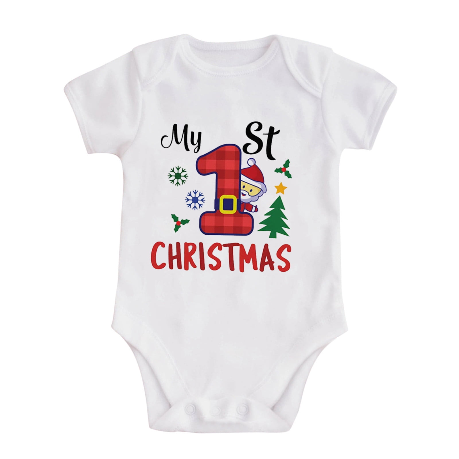 AQUTE Infant Romper For Boys Girls Short Sleeve Christmas Cartoon