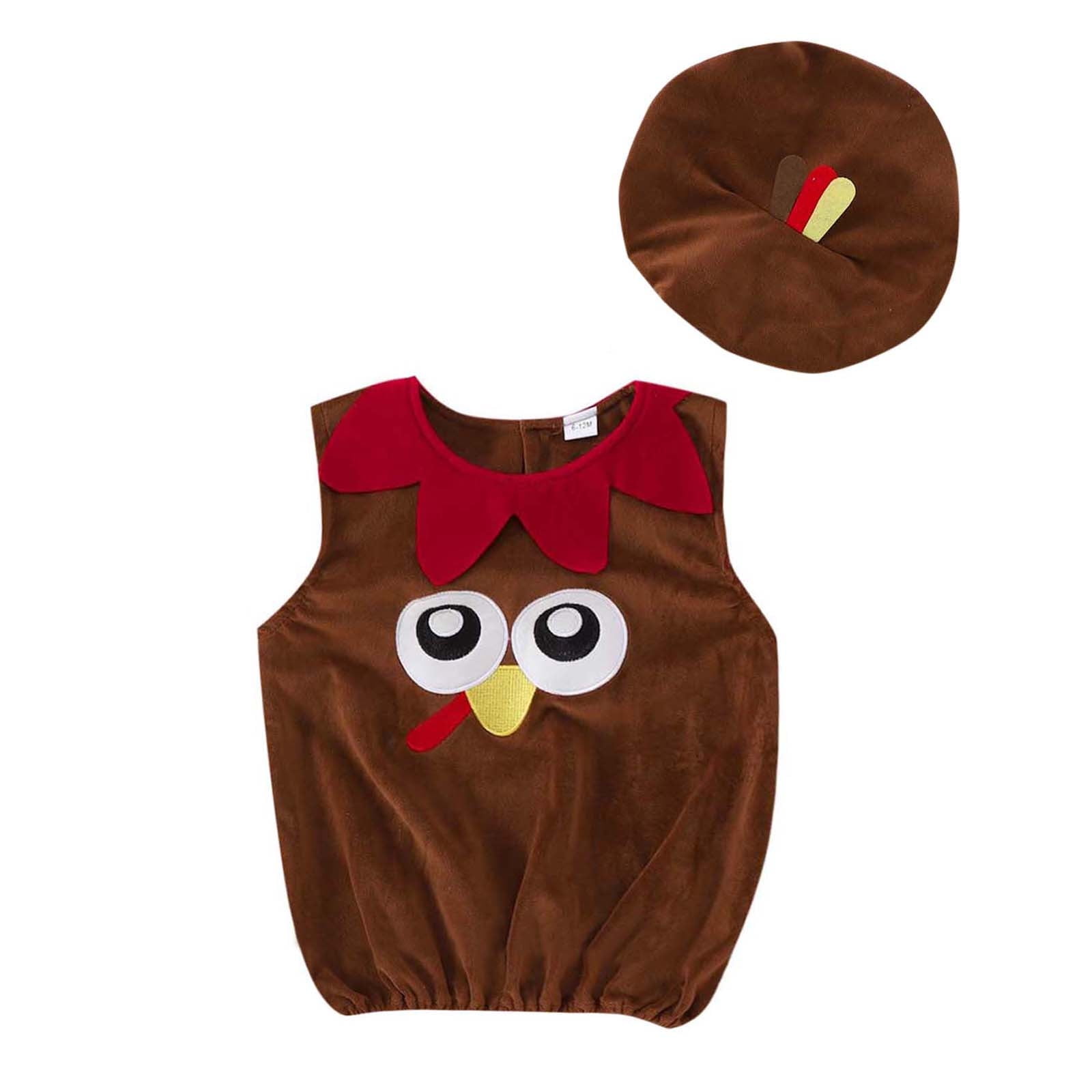 AQUTE Toddler Boys Girls Thanksgiving Day Sleeveless Cartoon Vest Tops Hat Outfits Girl Top