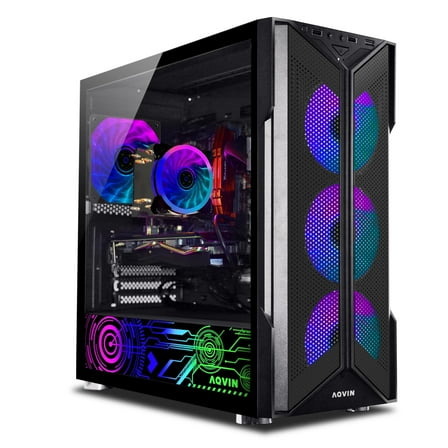 AQVIN AQ20 Gaming PC Desktop, Intel Core i7, 32GB RAM, 1TB SSD, Multicolor