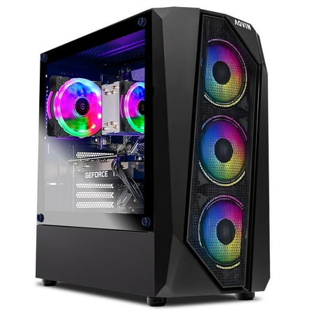 AQVIN AQ30 Gaming PC for Gamer/ Editing High-Performance Desktop Computer - NVIDIA GeForce ray tracing RTX 3050 6GB/ Intel Core i7 CPU/ 32GB DDR4 RAM/ 1TB SSD/ Windows 11 Pro/ Built-in WIFI - Black
