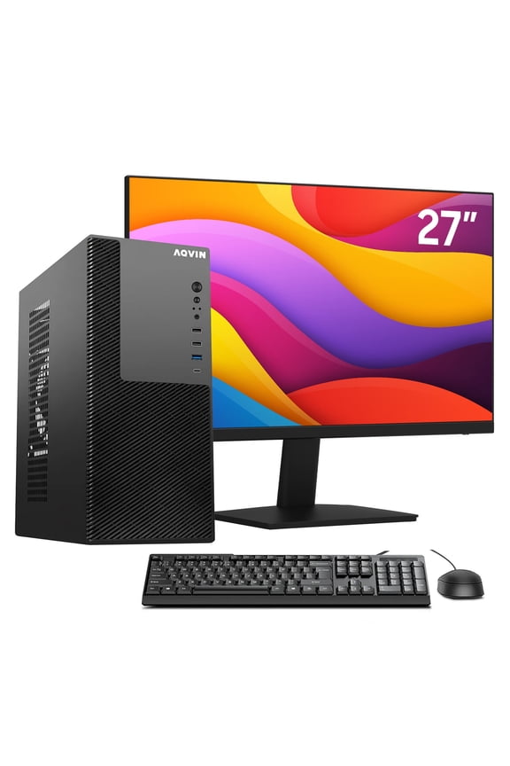 Desktop PC with 27inch FHD Monitor Windows 11 Pro - Intel Core i5 Processor Up to 4.10GHz | 16GB DDR4 RAM | 1TB NVMe SSD - Fast Performance for Work, Study, Everyday Use - MTX60