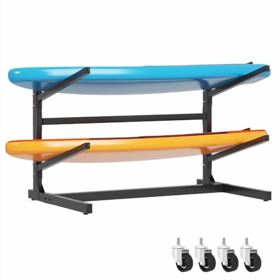 AQY Kayak Storage Rack,Heavy Duty Steel Adjustable Freestanding Kayak Stands with Wheels for Garage and Outdoor Storage,Storage Rack for Kayak, Canoe, Surfboard and Paddleboard