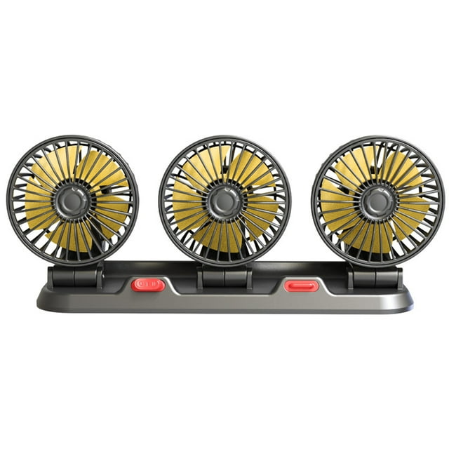 AQYK 5/12/24V Car Fan Triple Head High Airflow 2Speed Powerful Cooling