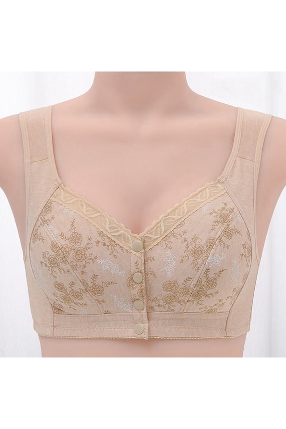 Womens Plus Size Bras S-4X Front Closure No Underwire Underwear Bra Ladies Push Up Printed Breathable Soft Sleeping Bralettes