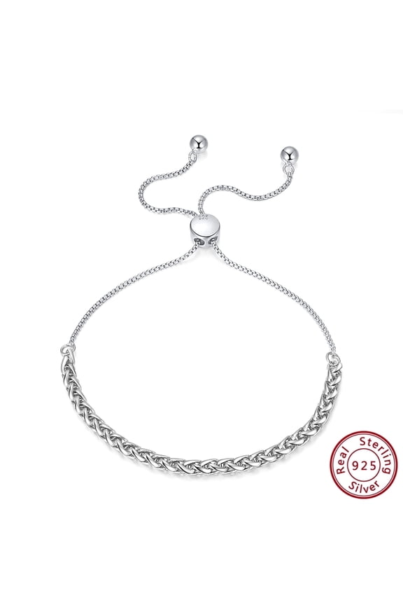 Italian 925 Sterling Silver Adjustable Sliding Chopin Chain Bracelet for Women, Handmade in Italy