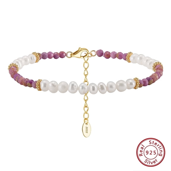 AQYYI 925 Sterling Silver Bohemian Bracelet, Natural Freshwater Pearls & Turquoise Beaded Bracelet for Women, Handcrafted Boho Jewelry Gift