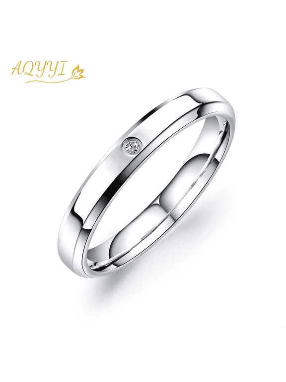 Men's Titanium Steel Wedding Band, Single Cubic Zirconia Comfort Fit Silver Tone Promise Ring, Men's Engagement Ring Anniversary Gift Jewelry Size 6
