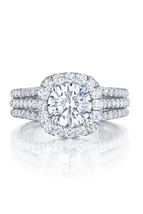 Women's Stylish Ring Full-Zircon White Gold Ring, Size 9