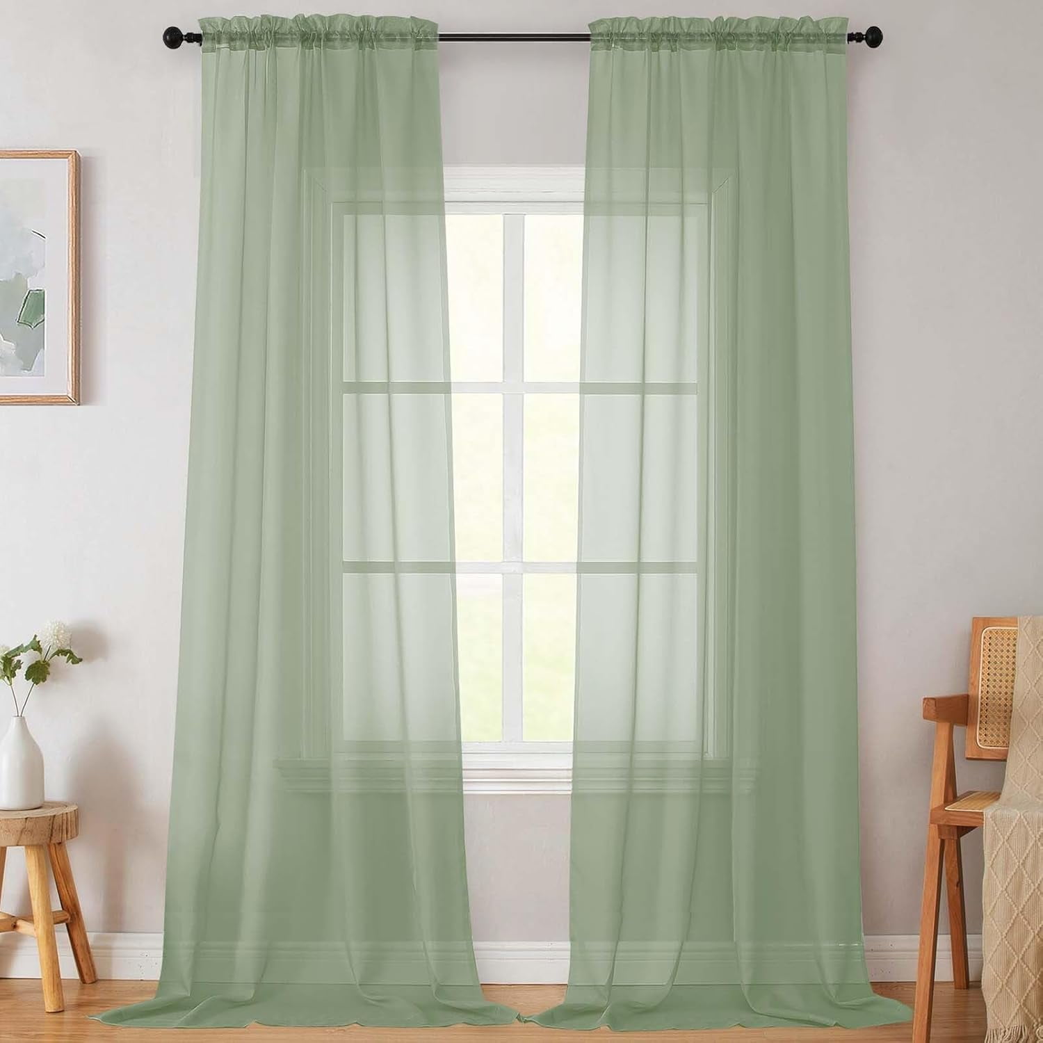 Sheer Curtains Sage Green