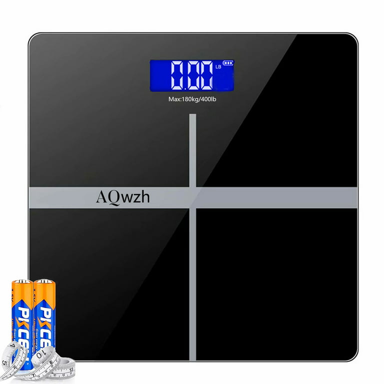 AQwzh Body Weight Bathroom Scale with Step-On Technology, 396 Lb, Body Tape  Measure Included, Black