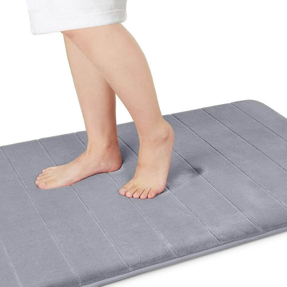 AQwzh Memory Foam Soft and Comfortable/Super Water Absorption/Non-Slip Easier to Dry Bath Rug, Gray, 31.5" x 19.8"
